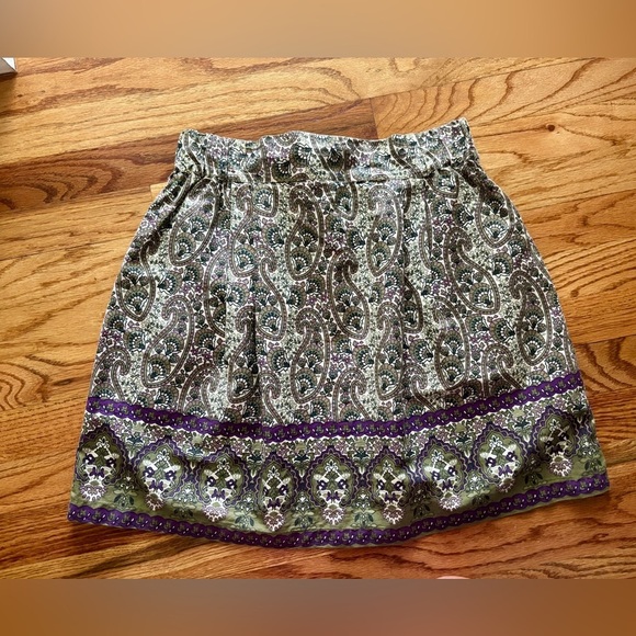 Converse Paisley Print Olive Green Purple High Waisted Boho Women’s Skirt Size S - Picture 10 of 10